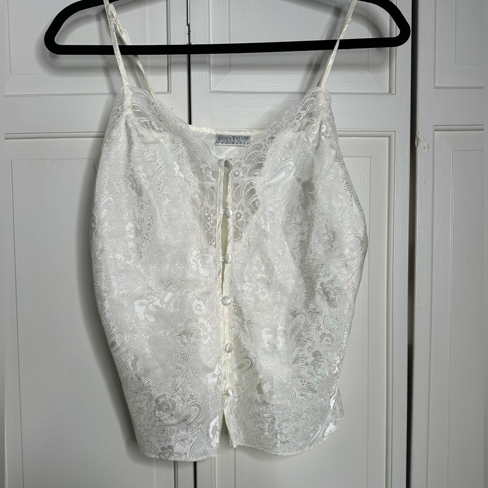 Vintage Erika Taylor intimates lace ivory spaghetti top